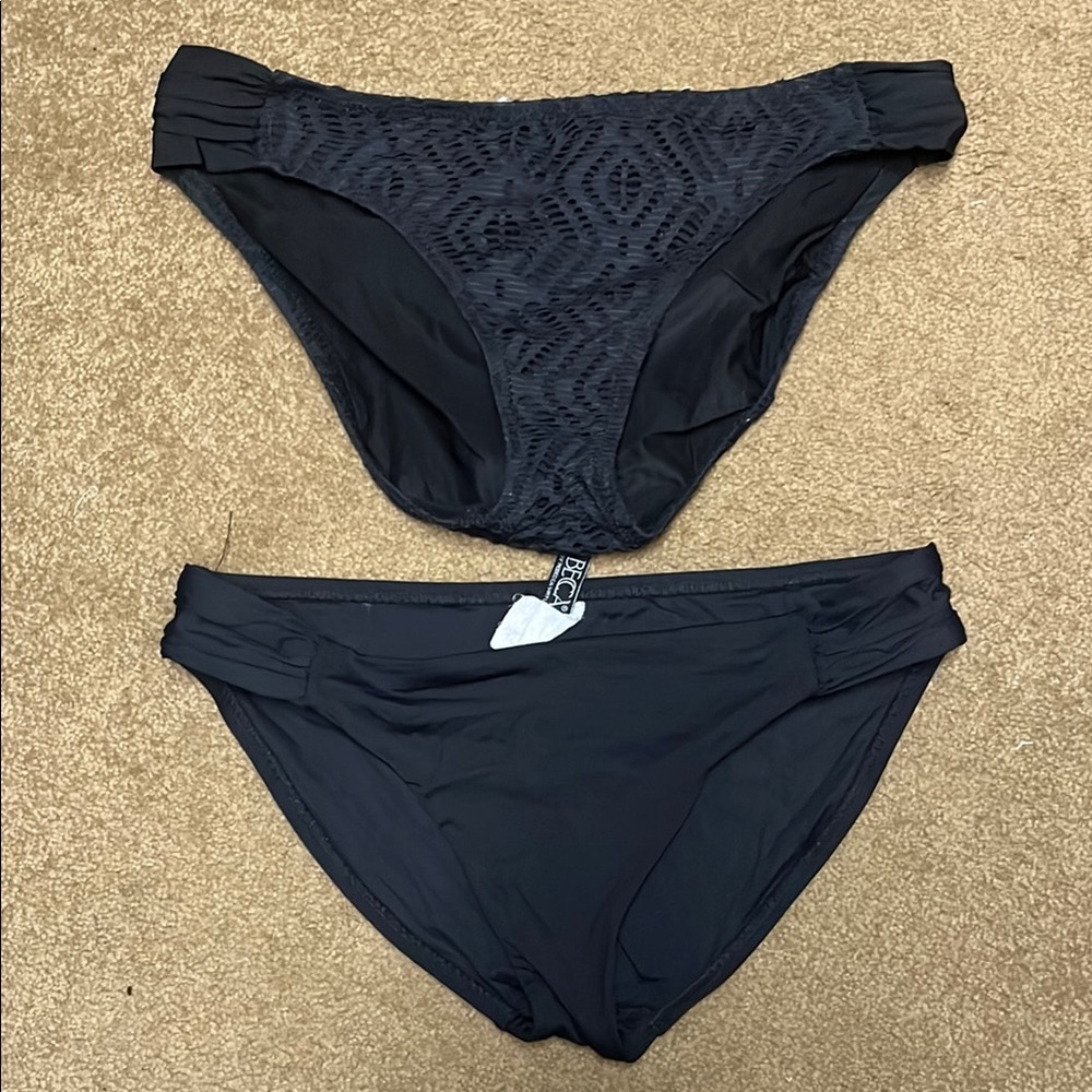 BECCA swim black full coverage bikini bottoms